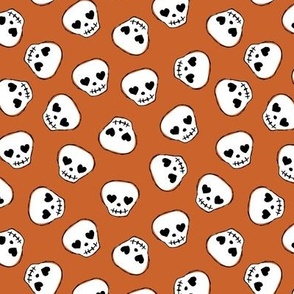 Little day of the dead love skulls halloween kids design on rust orange