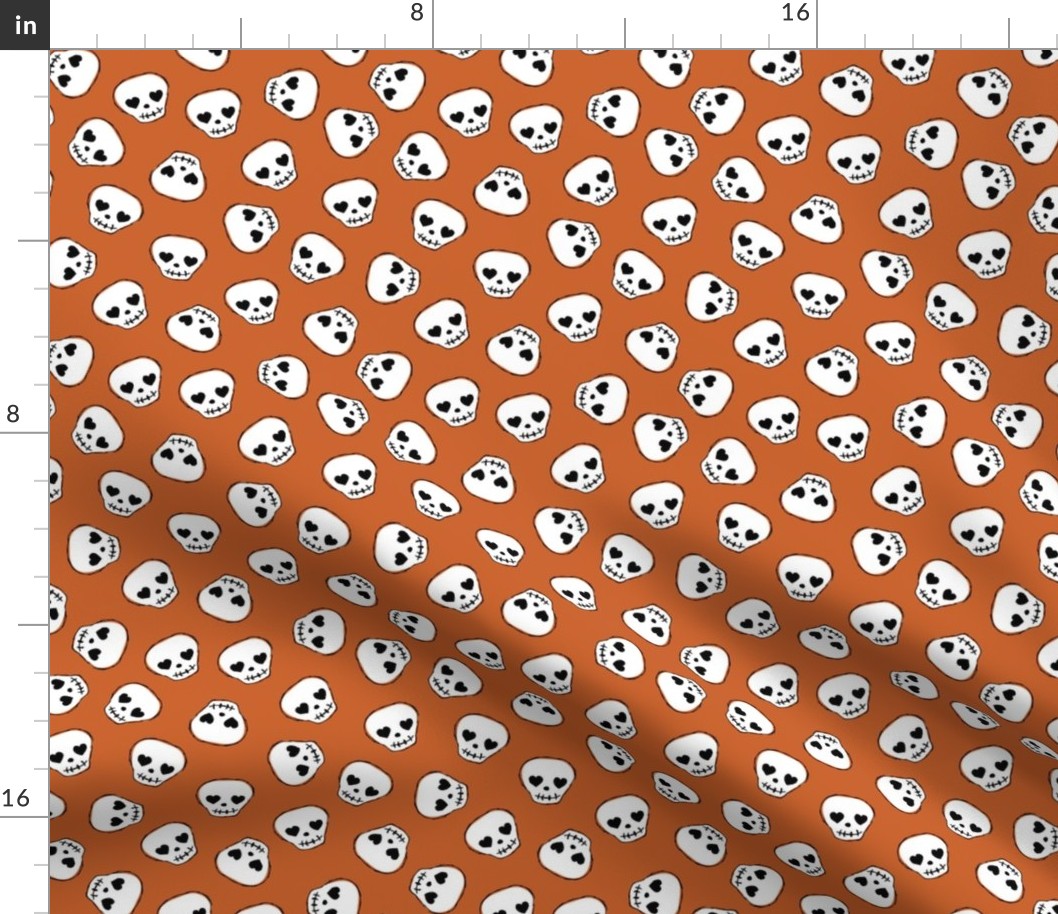 Little day of the dead love skulls halloween kids design on rust orange