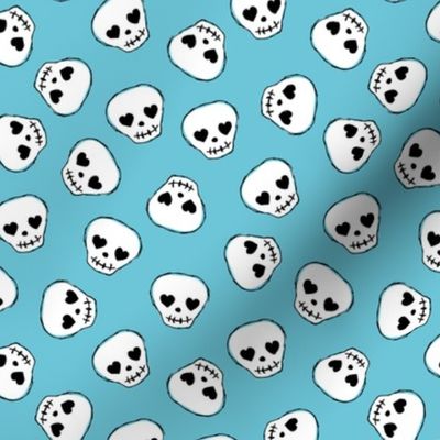 Little day of the dead love skulls halloween kids design on turquoise blue