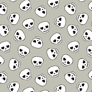 Little day of the dead love skulls halloween kids design on mist gray