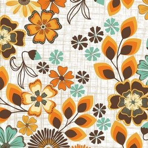 (L) Retro Floral - Seventies Vintage Flowers