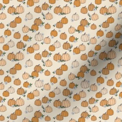 Pumpkins and blossom garden halloween pumpkin patch design neutral vintage orange on sand TINY