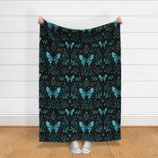 Mystical Butterfly-Turquoise-Larger Pattern-Repeating in every 20 inches