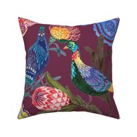 Exotic Pheasants on Deep Mauve Large Scale