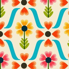 Happy-Retro-Flowers-with-Hearts---M---BLUE--pink-orange-yellow-green---MEDIUM