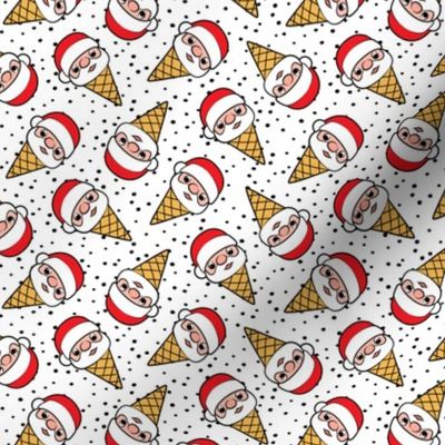 (small scale) Santa Ice Cream Cones - white & black w/polka - Christmas - LAD22
