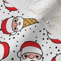 Santa Ice Cream Cones - white & black w/polka - Christmas - LAD22