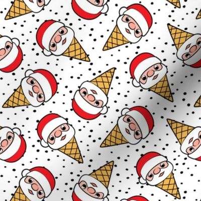 Santa Ice Cream Cones - white & black w/polka - Christmas - LAD22
