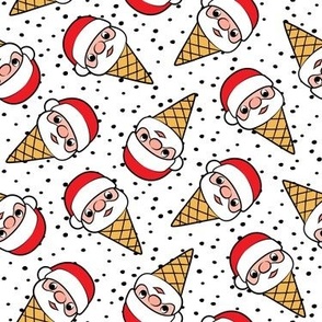 Santa Ice Cream Cones - white & black w/polka - Christmas - LAD22