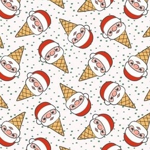 (small scale) Santa Ice Cream Cones - cream w/polka - Christmas - LAD22