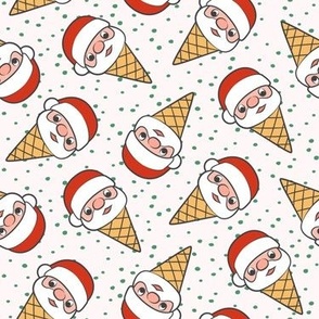 Santa Ice Cream Cones - cream w/polka - Christmas - LAD22