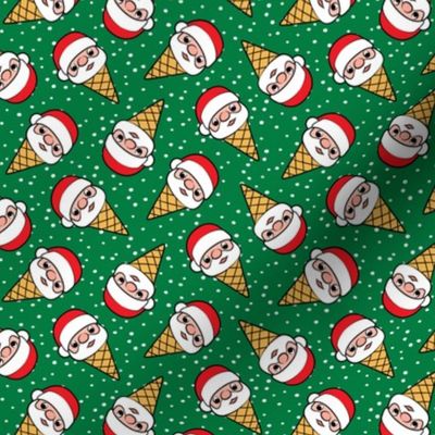 (small scale) Santa Ice Cream Cones - green w/polka - Christmas - LAD22