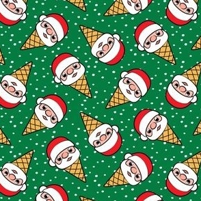 (small scale) Santa Ice Cream Cones - green w/polka - Christmas - LAD22