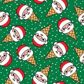 Santa Ice Cream Cones - green w/polka - Christmas - LAD22