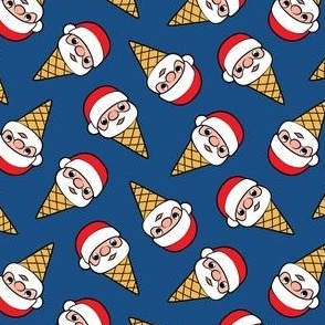 (small scale) Santa Ice  Cream Cones - blue - Christmas - LAD22