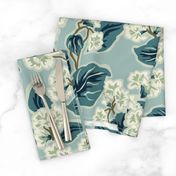 Retro Floral - Large - Teal - Vintage