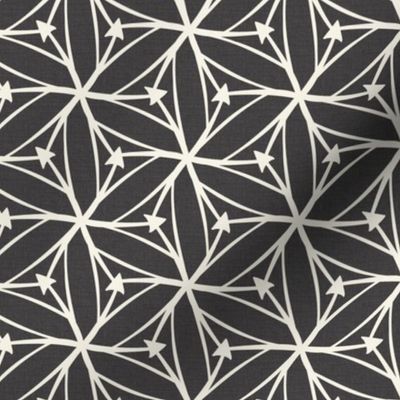 Stargazer - Retro Geometric Textured Charcoal Black Regular Scale