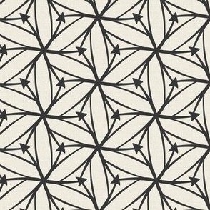 Stargazer - Retro Geometric Textured Ivory Charcoal Black Regular Scale