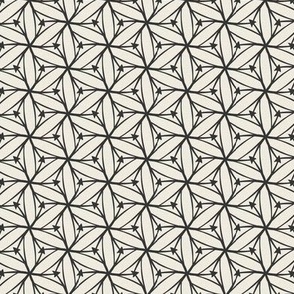 Stargazer - Retro Geometric Textured Ivory Charcoal Black Small Scale