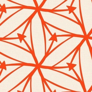 Stargazer - Retro Geometric Textured Ivory Red/Orange Large Scale