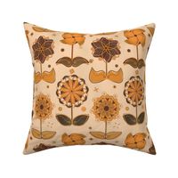 Retro Geometric Flowers Yellows and Golds