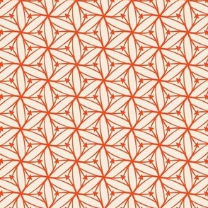 Stargazer - Retro Geometric Textured Ivory Red/Orange Small Scale