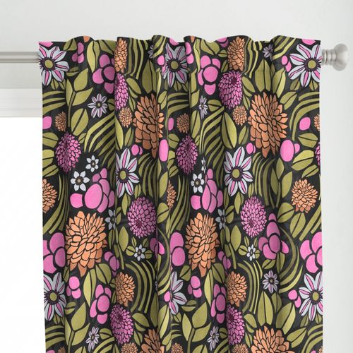 Retro Floral with Clematis and Dahlia - Large Scale