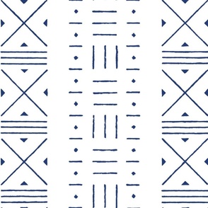 Mud cloth  big x in indigo blue and white 24