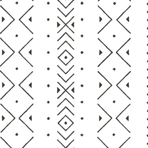 Mud cloth  chevrons and diamonds in warm black on white 24