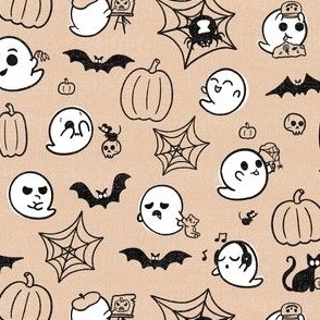 Halloween Ghosts // Peach // Linen Look // 