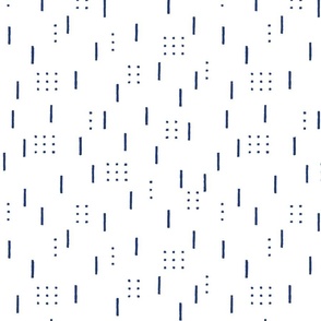 Mud cloth  lines and dots in indigo blue on white 12