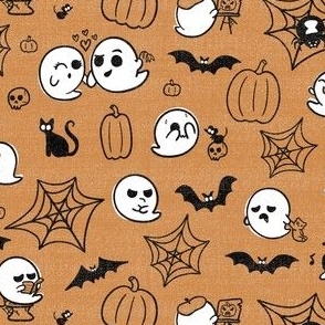 Halloween Ghosts // Orange // Linen Look // 