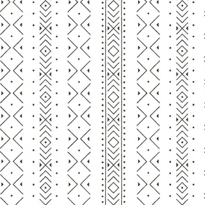 Mud cloth Chevrons and diamonds in warm black on white 12