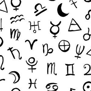 Zodiac Symbols  // Black  on White