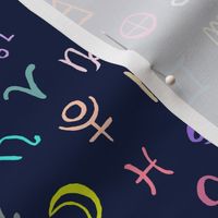Zodiac Symbols  // Rainbow  on Navy