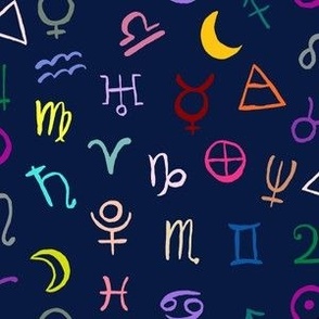 Zodiac Symbols  // Rainbow  on Navy