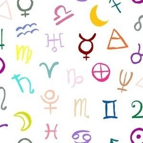 Zodiac Symbols  // Rainbow  on White