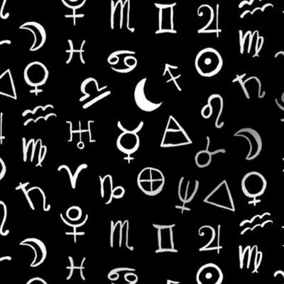 Zodiac Symbols  // White  on Black