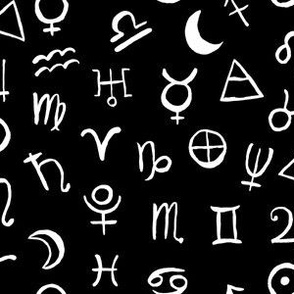 Zodiac Symbols  // White  on Black