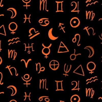 Zodiac Symbols  // Orange  on Black