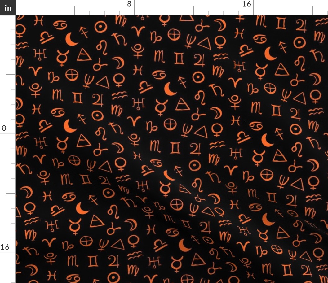 Zodiac Symbols  // Orange  on Black