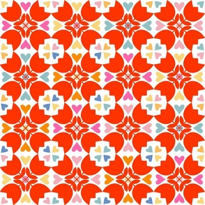 Mod Scandinavian Granny Square Crochet - orange red - medium