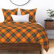 Large Scale Colorful Halloween Plaid for Fall Autumn in Purple Orange Lime Green