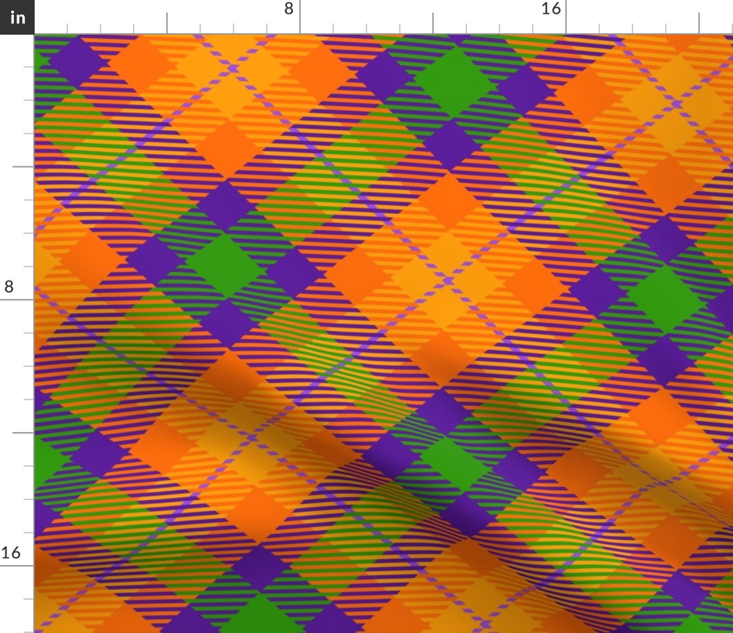 Large Scale Colorful Halloween Plaid for Fall Autumn in Purple Orange Lime Green