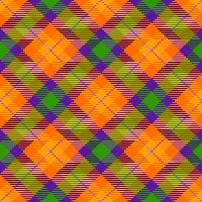 Medium Scale Colorful Halloween Plaid for Fall Autumn in Purple Orange Lime Green