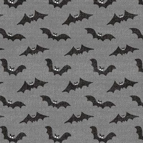 Halloween Bats // Black on Grey // Linen Look // 