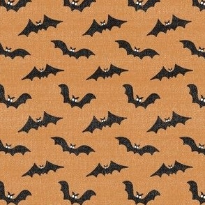 Halloween Bats // Black on Orange // Linen Look // 