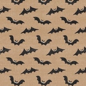 Halloween Bats // Black on Paperbag Brown // Linen Look // 