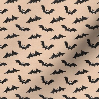 Halloween Bats // Black on Peach // Linen Look // 