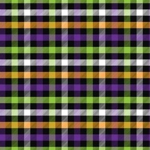 Small Scale Colorful Halloween Plaid for Fall Autumn in Purple Orange Black Green